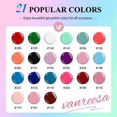 VANREESA color array top view showing 21 shades for mix-and-match outfit coordination