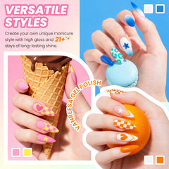 VANREESA swatch array of 21 neon colors showing color range benefit creative design