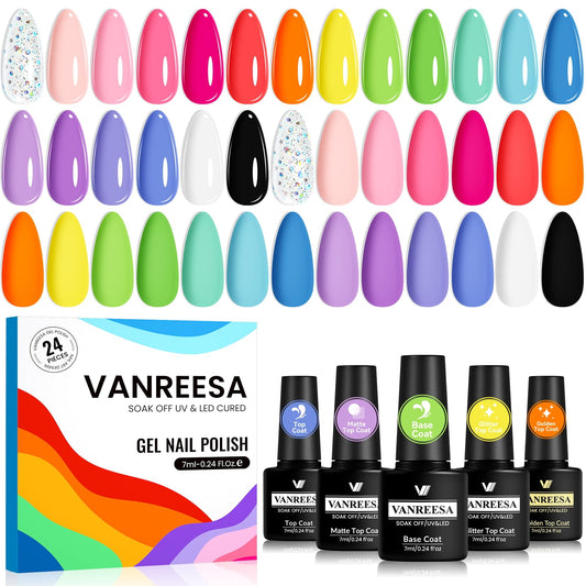 VANREESA front package showing full 24-piece gel set and gift-ready box