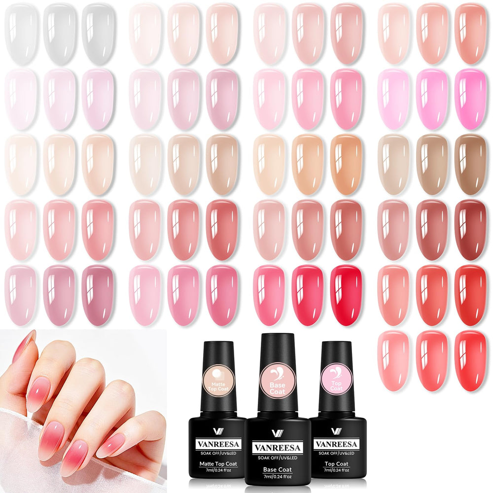 VANREESA front packaging showing full 24-piece gel set and neat presentation benefit