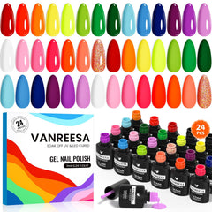 VANREESA front packaging showing full neon gel polish kit and colors benefit versatility
