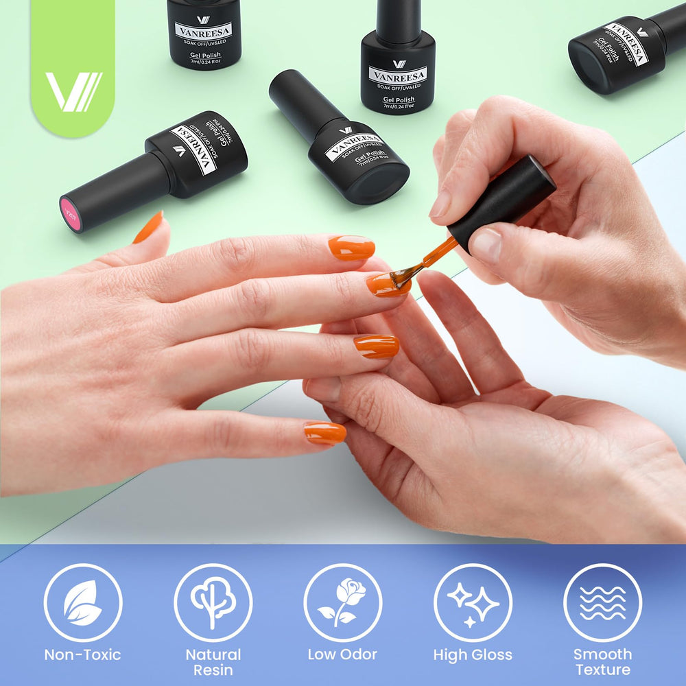 VANREESA glossy and matte top coats shown to customize finish and shine