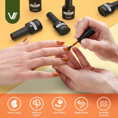 VANREESA glossy and matte top coats displayed for finish variety and durable shine