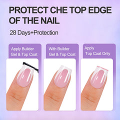 Vansiho hand applying a press-on nail for easy at-home use