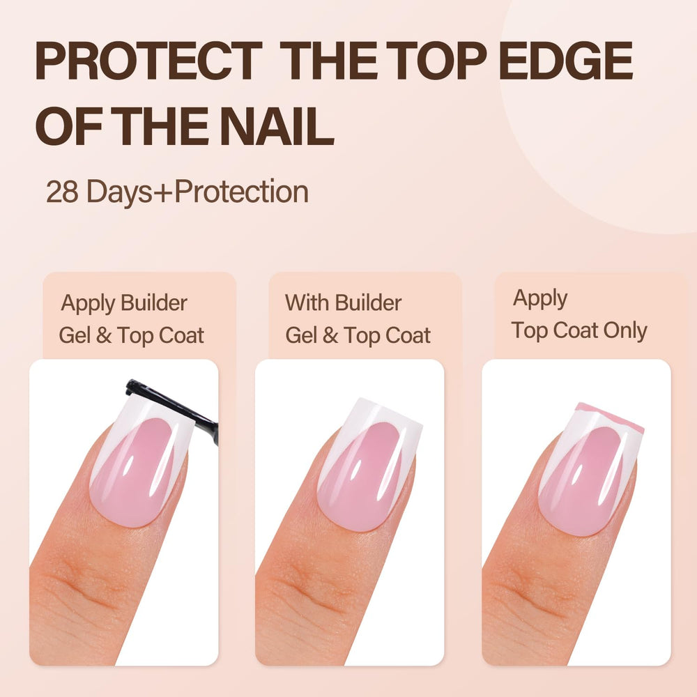 Vansiho finished short square French manicure in lifestyle setting for natural look