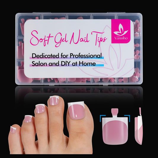 Vansiho front packaging displaying 150-piece French toe nails with ready-to-wear benefit