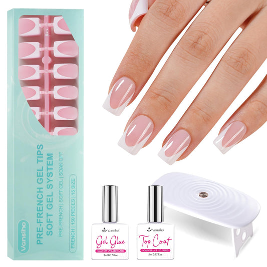 Vansiho front packaging showing full gel nail kit and contents, convenient kit