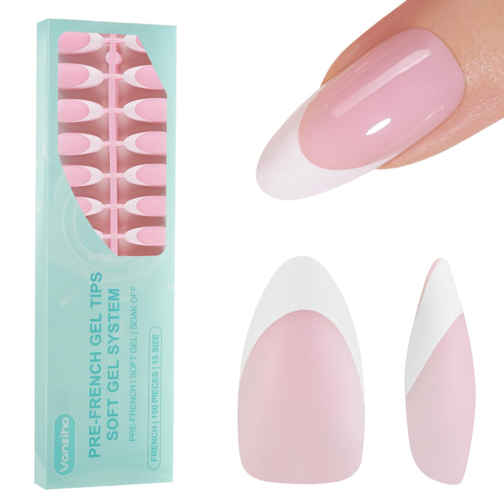 Vansiho front packaging showing 150-piece French gel nail kit, easy DIY