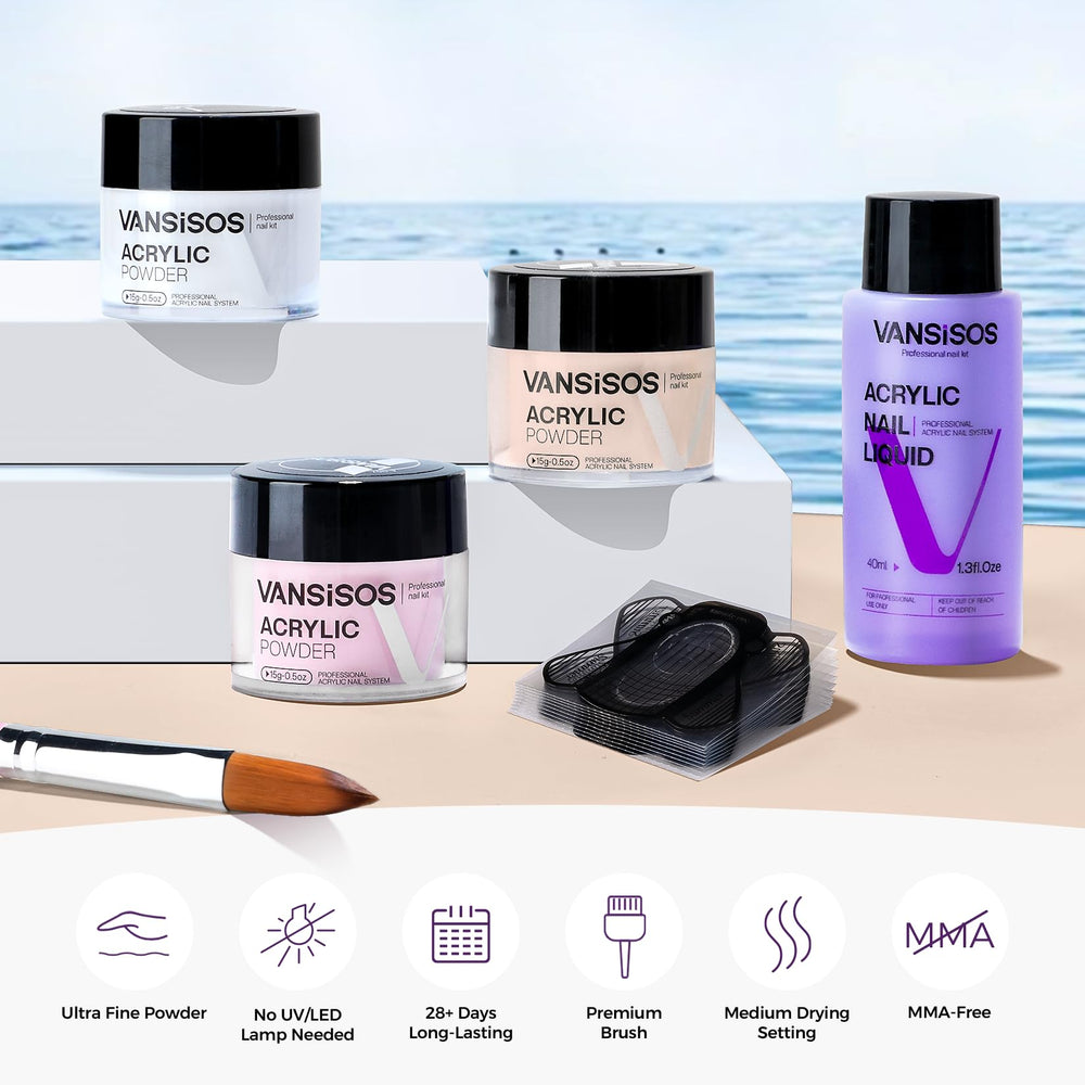 VANSISOS glitter pots arranged to show color range for creative nail art