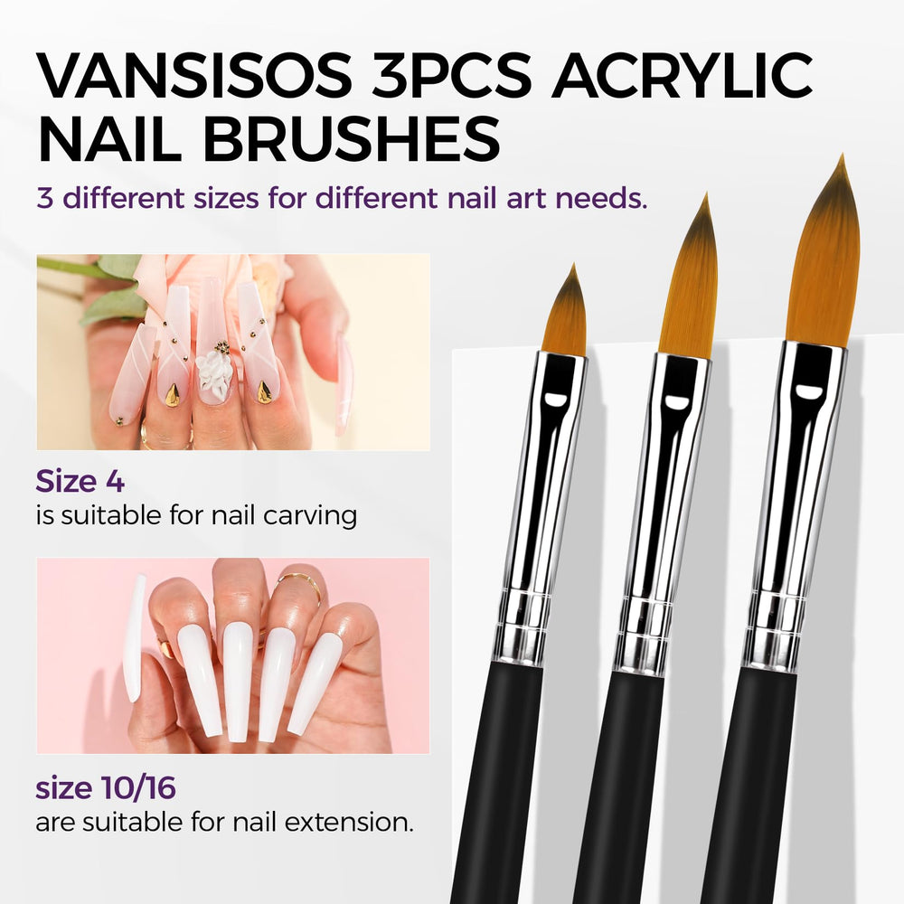 VANSISOS finished acrylic nails on hand showing salon-quality extension results
