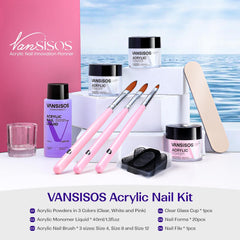 VANSISOS pink white clear acrylic powders jars for versatile designs