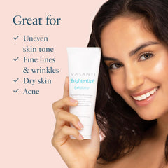 VASANTI after-rinse cheek showing softer, smoother-looking skin benefit