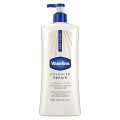 Vaseline front packaging showing unscented 32 oz bottle and benefits