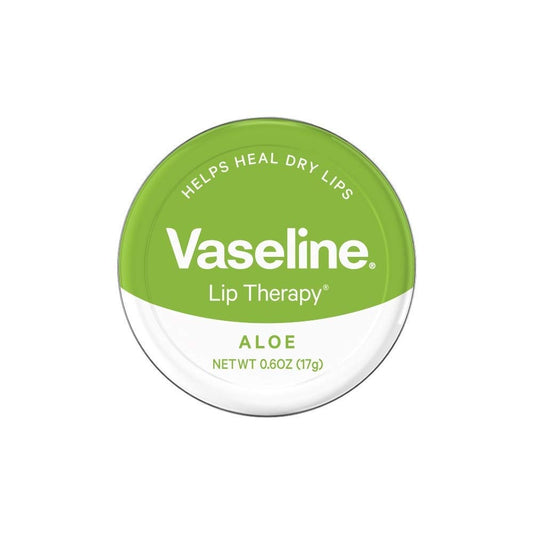 Vaseline aloe front tin showing compact packaging and portability benefit