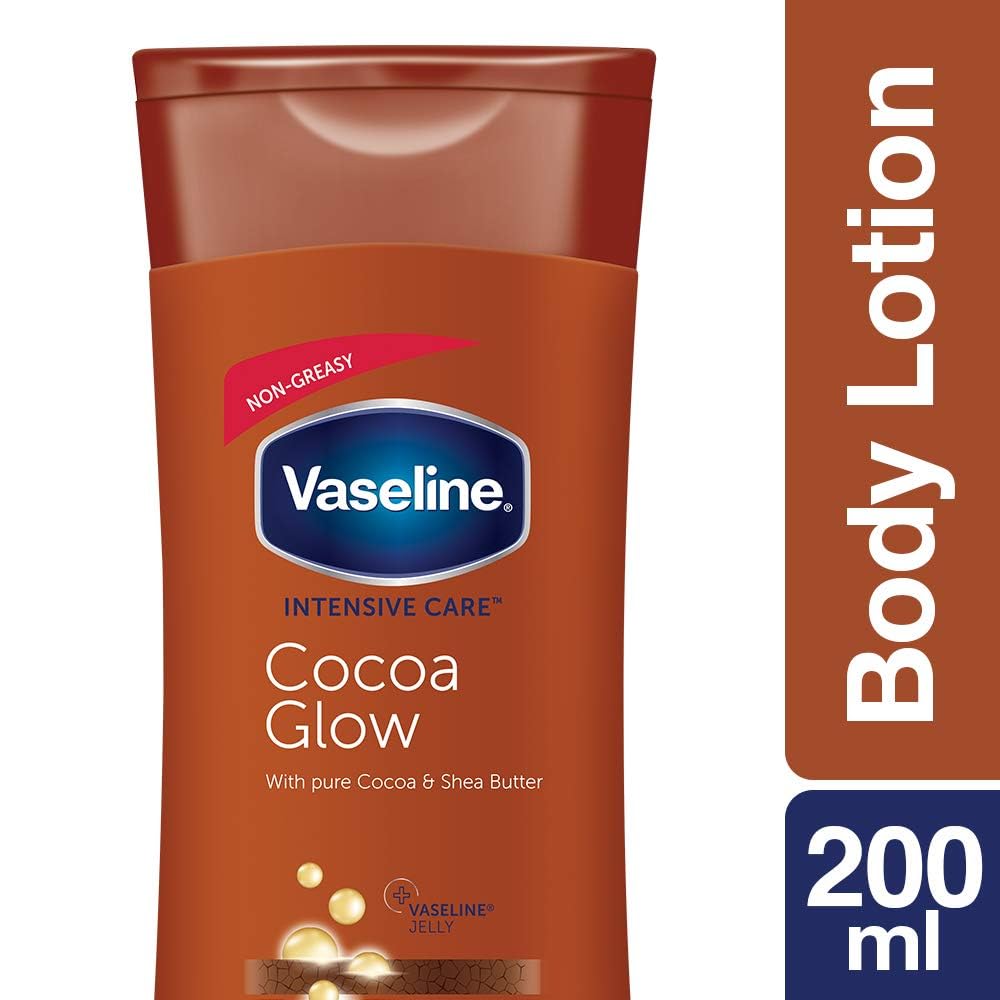 Vaseline texture closeup of creamy lotion showing smooth cocoa butter hydration