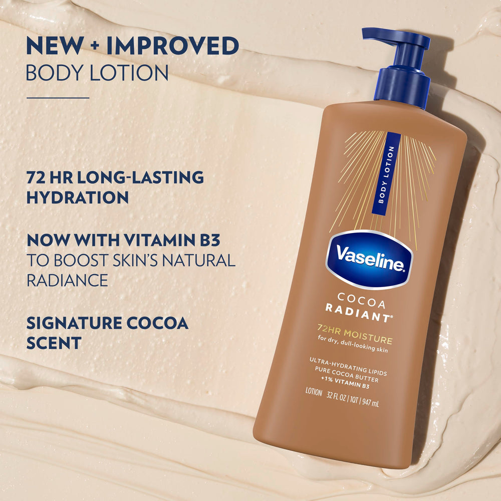 Vaseline bottle on bathroom counter with family items showing daily use benefit