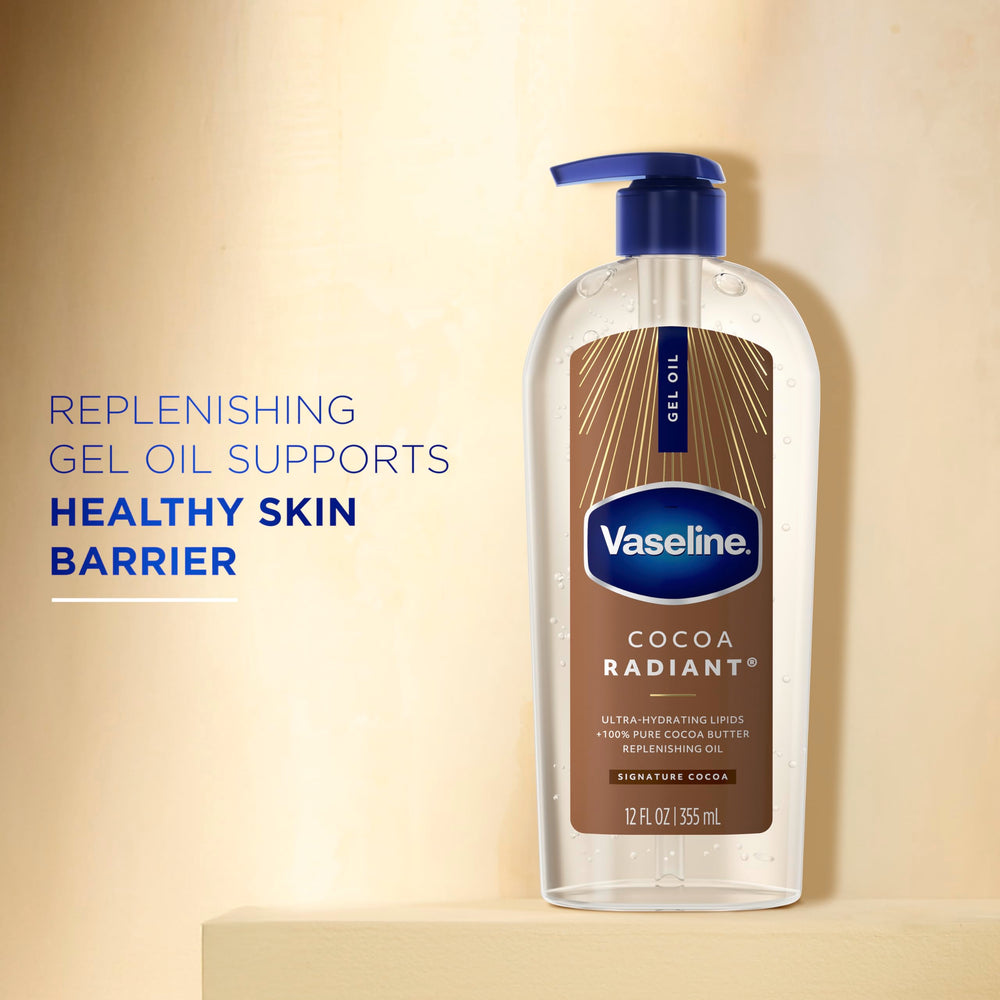 Vaseline label ingredient list highlighting cocoa butter and replenishing oils