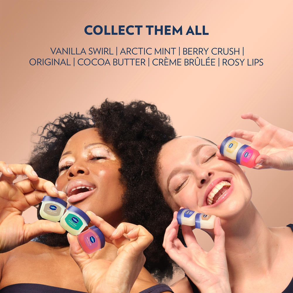 Person applying Vaseline outdoors showing lip comfort in dry weather