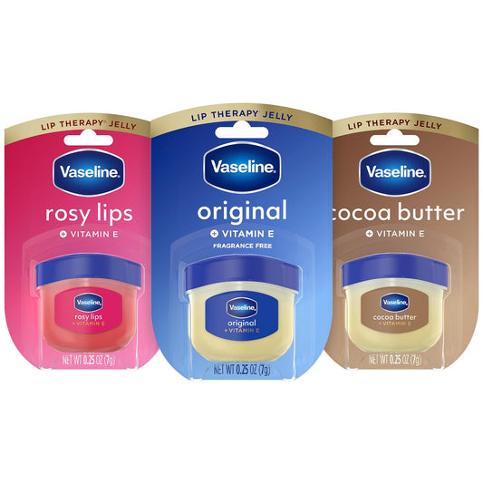 Vaseline three mini jars front view showing variety and convenience