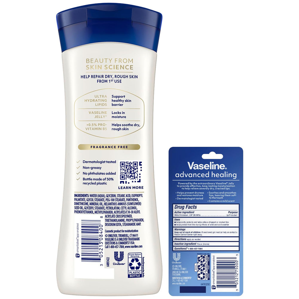 Vaseline Professional Lip Therapy tube front, offering protection for chapped lips