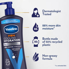 Vaseline close-up label highlighting menthol for instant cooling sensation
