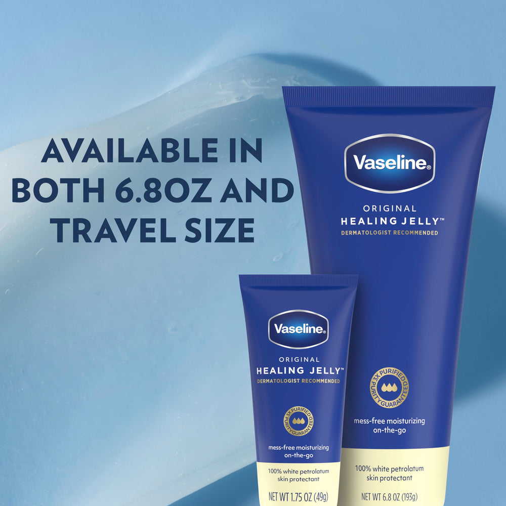 Applying Vaseline on lips showing brand protecting and moisturizing lips