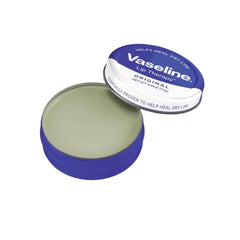 Vaseline open tin close-up of jelly texture highlighting smooth moisturizing benefit
