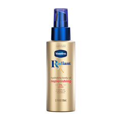 Vaseline radiant x front packaging showing product benefits and glow