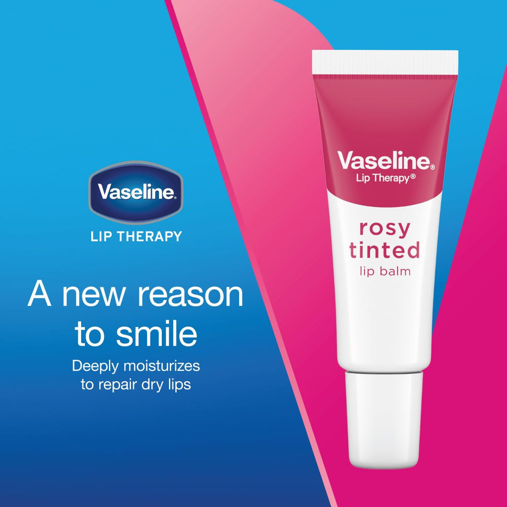Vaseline applied to lips demonstrating subtle rosy tint and hydration