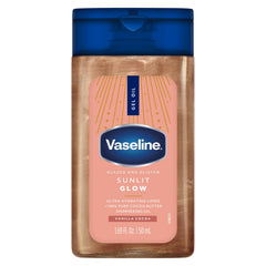 three Vaseline bottles beside passport and sunglasses illustrating travel-friendly convenience