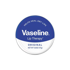 Vaseline front-facing steel tin pack of three showing brand and compact size benefit