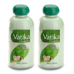 Vatika Naturals front packaging showing twin 150ml bottles and herbal branding benefit