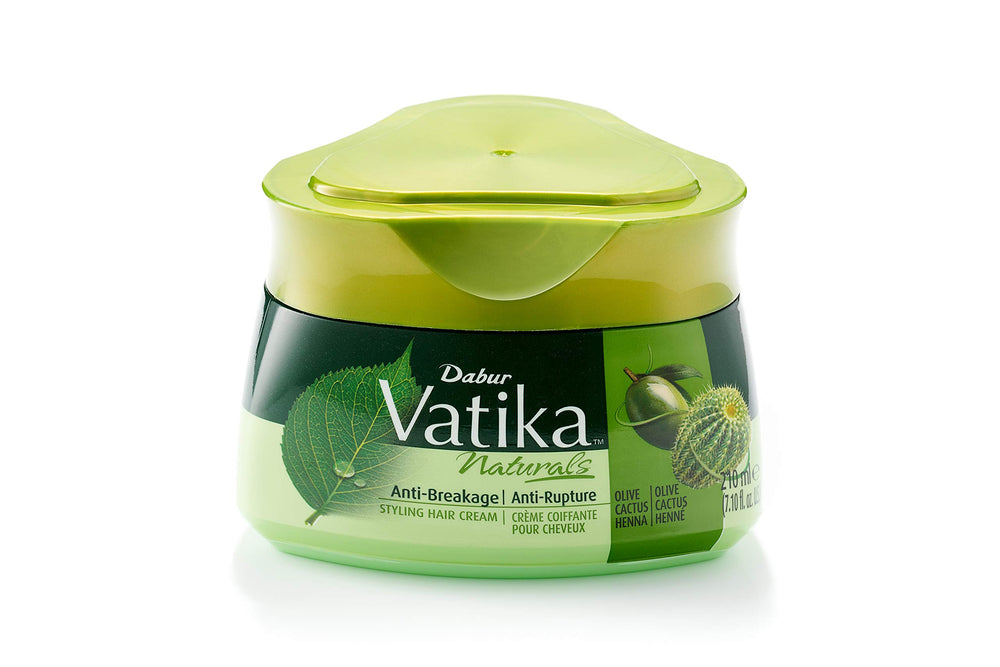 Vatika Naturals front jar showing label and size, clear styling benefit
