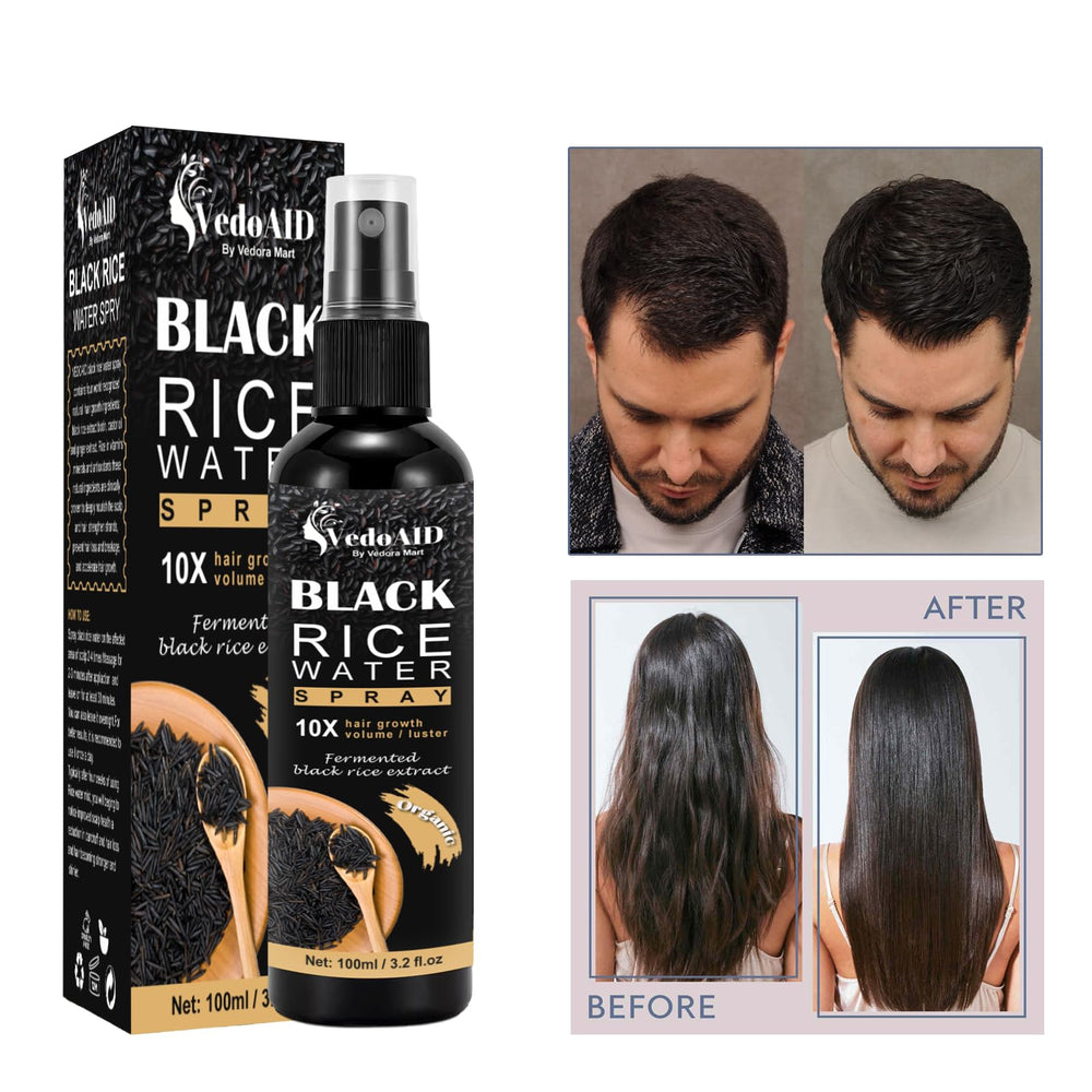 VedoAID styling before and after visual suggesting improved hair strength and manageability
