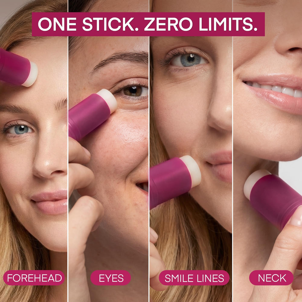 VELAMO ADVANCED stick being applied under eye for targeted smoothing and firmness