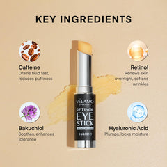 VELAMO ADVANCED applying stick under eye illustrating precise, gentle application