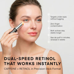 VELAMO ADVANCED closed stick profile emphasizing portable, travel-ready applicator