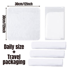 Velmitten folded cloths in resealable case for travel-ready organized hygiene benefit.