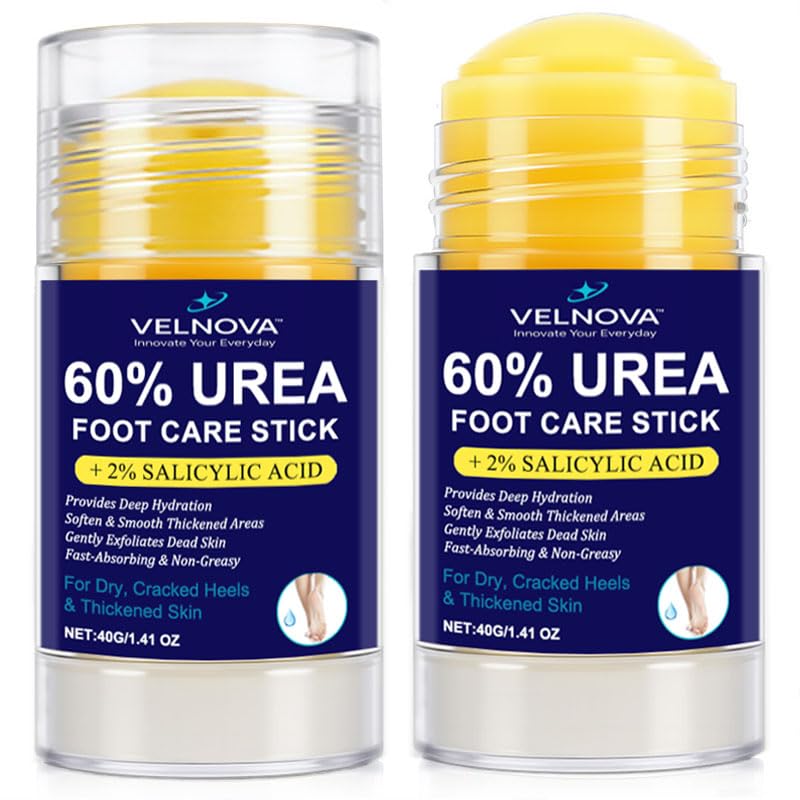 VELNOVA stick applied to heel demonstrating targeted callus softening