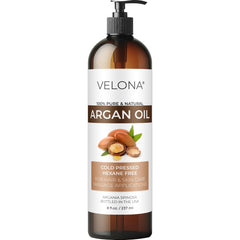 velona bottle front label showing pure argan oil benefits