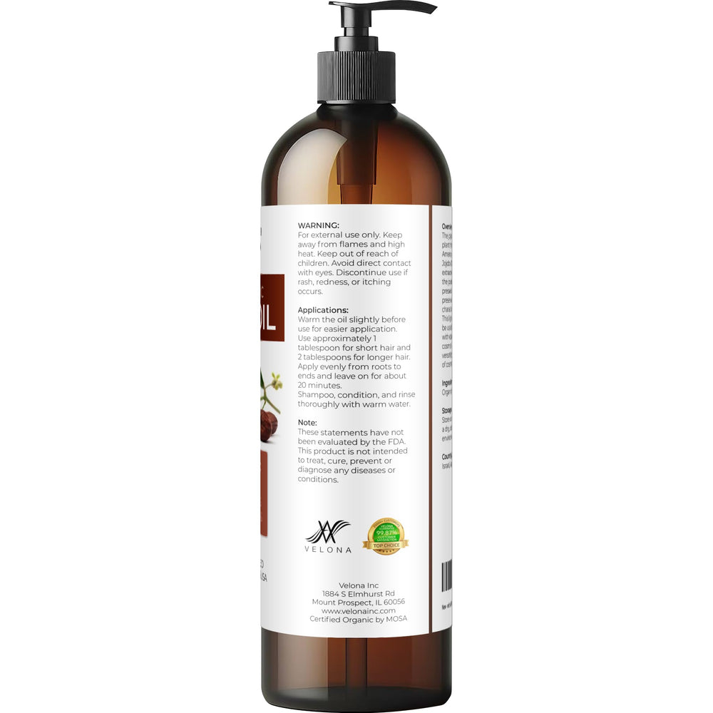 velona 8 fl oz bottle next to hand to show size and convenient pump dispensing
