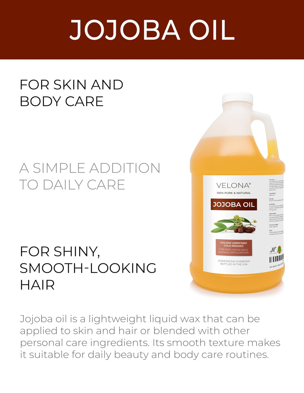 velona jojoba oil pouring into hand for lightweight moisturizing use
