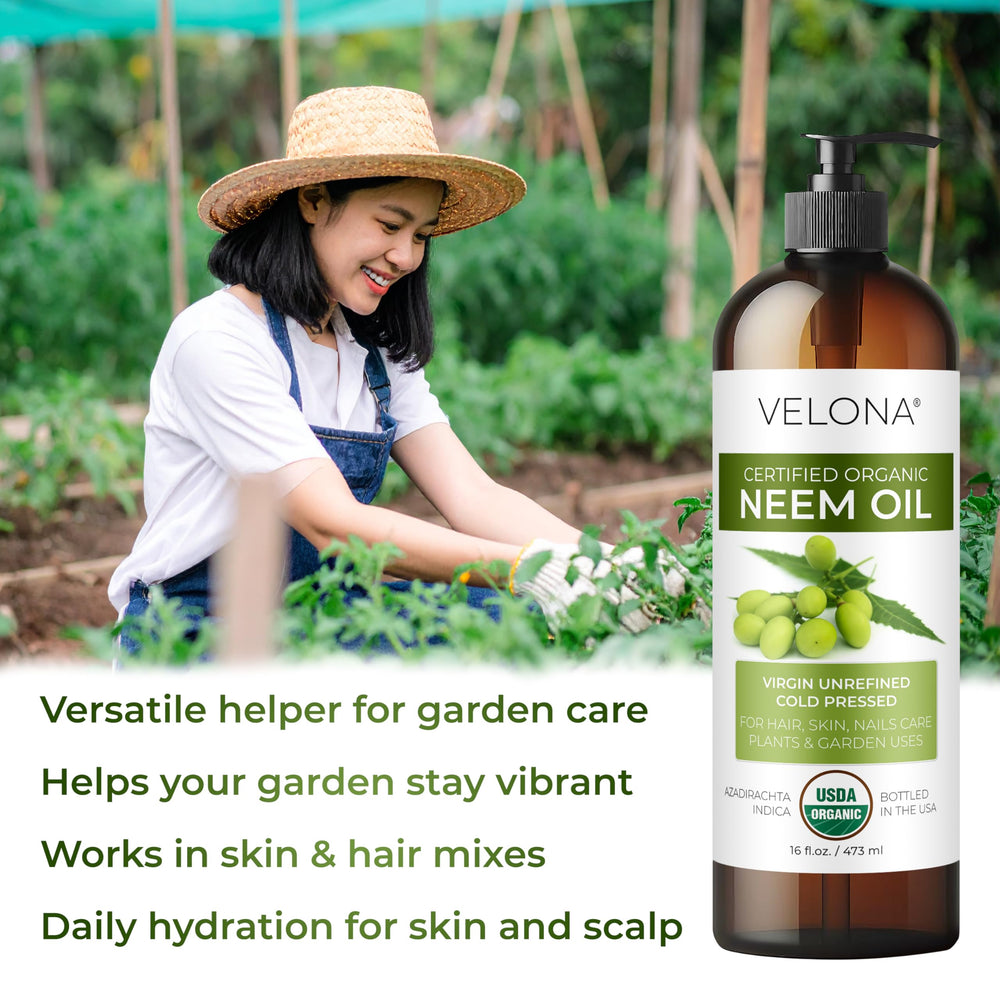 velona neem oil bottle next to measuring spoons showing precise DIY dosing
