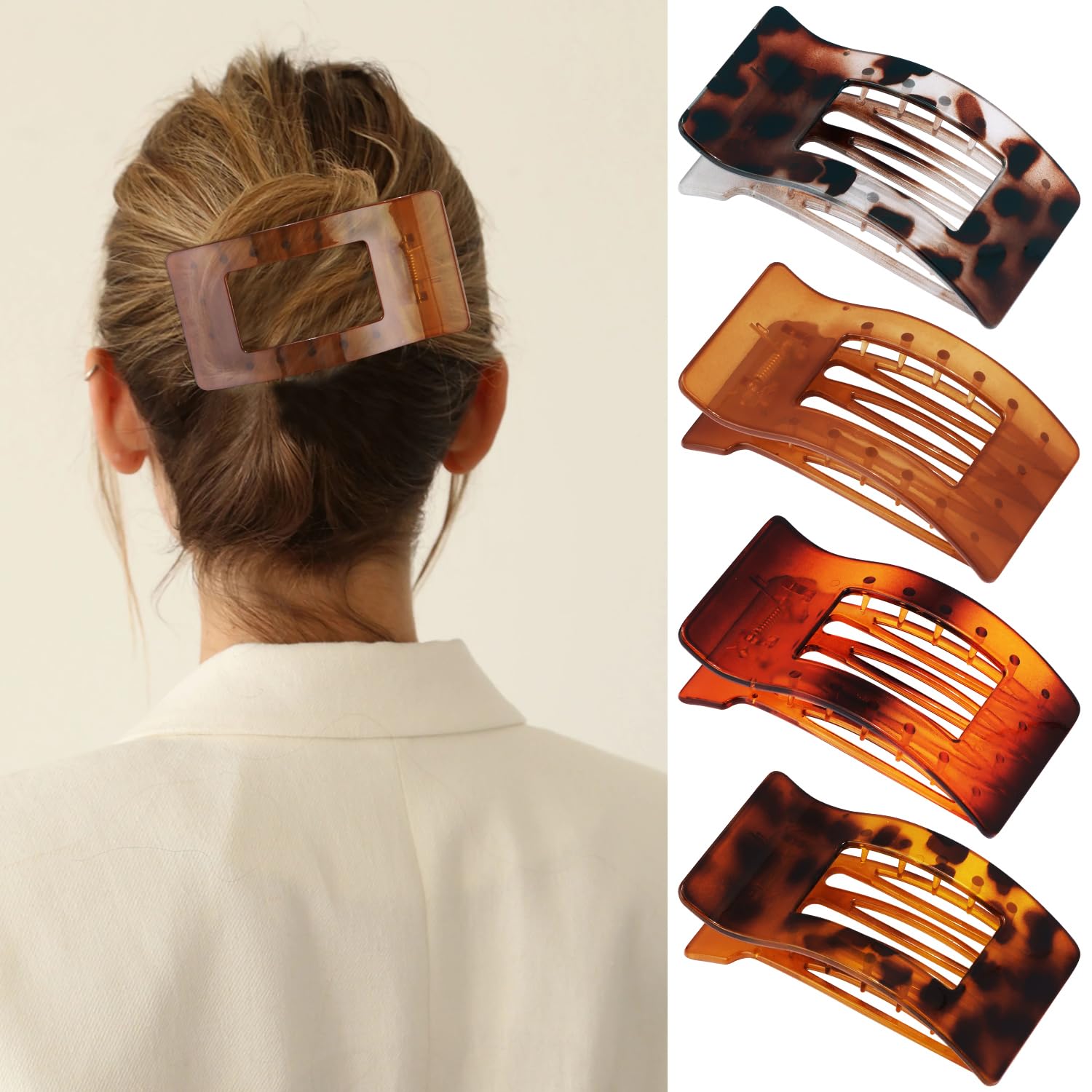 VELSCRUN amber leopard clip front view showing stylish hold