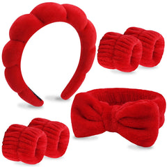 VELSCRUN front view of red bow headband showing neat fit and style