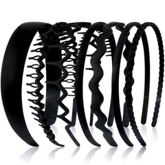 VELSCRUN seven black headbands displayed front view, versatile everyday accessory