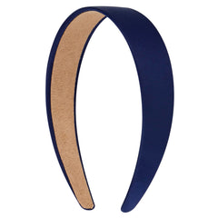 VELSCRUN front view navy satin headband showing sleek finish and elegant look