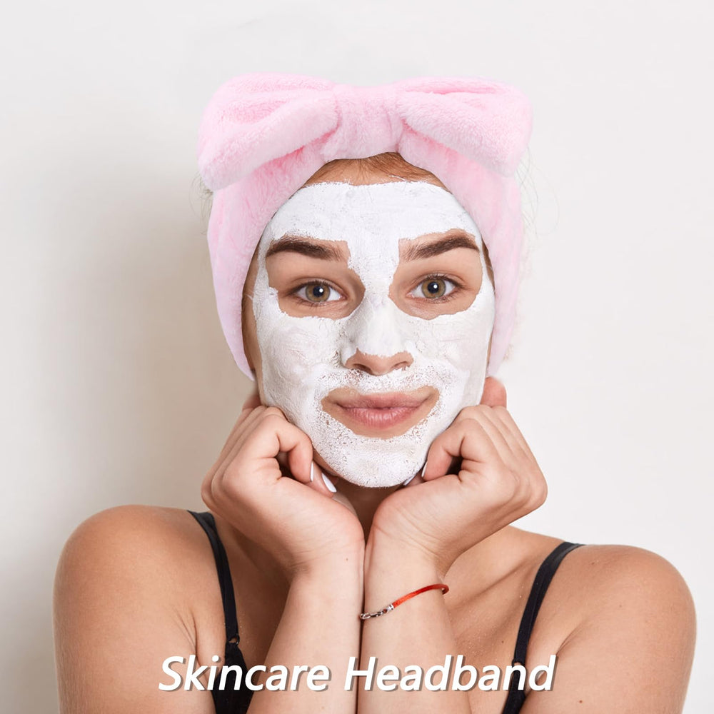 VELSCRUN headband in use during face wash keeping hair away for cleaner skincare