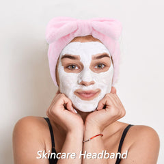 VELSCRUN headband in use during face wash keeping hair away for cleaner skincare