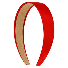 VELSCRUN red headband front view shows sleek satin finish and vibrant color benefit
